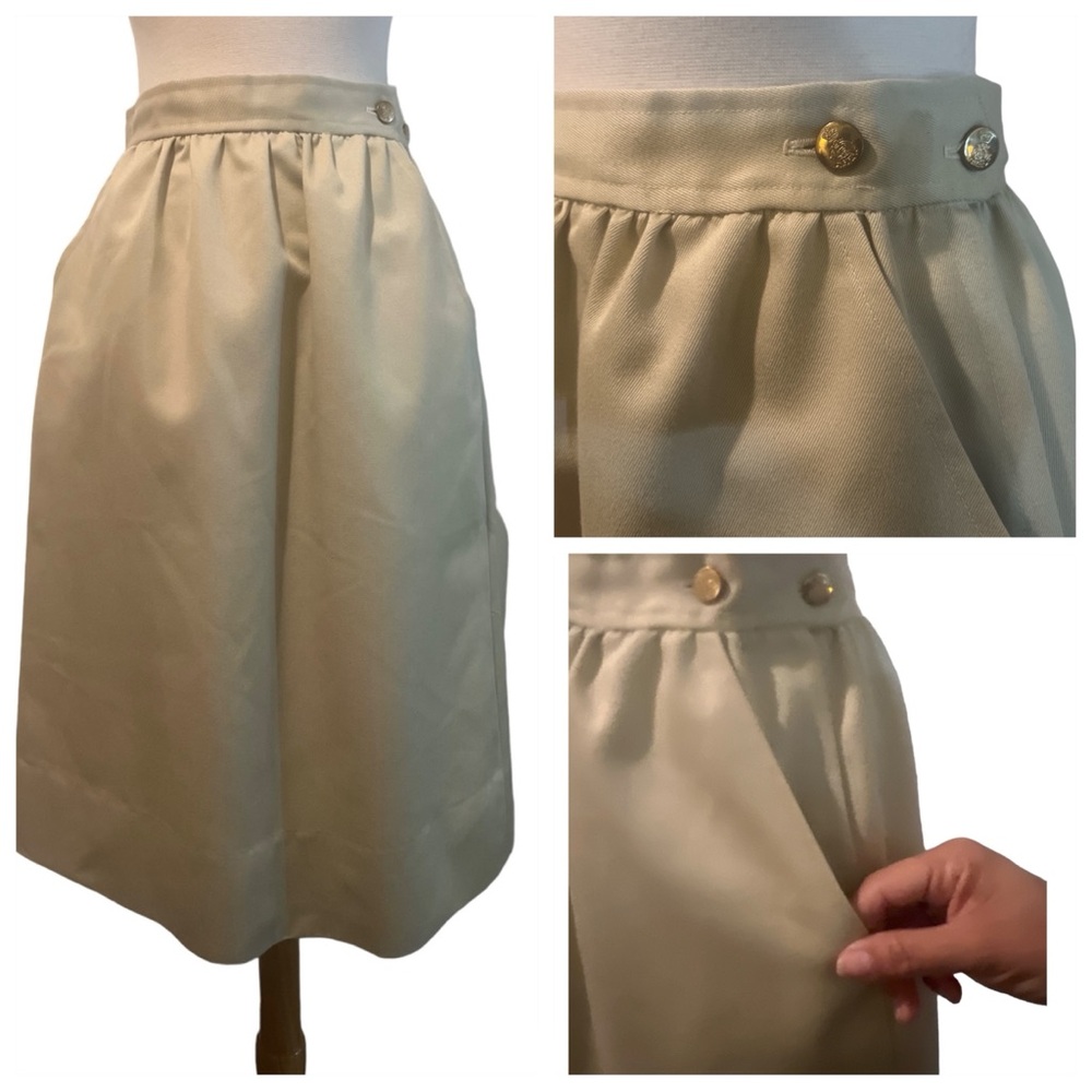 1970’s Vintage A Line Tan Skirt, Pockets, Neutral Capsule, 24-25” Waist, XS